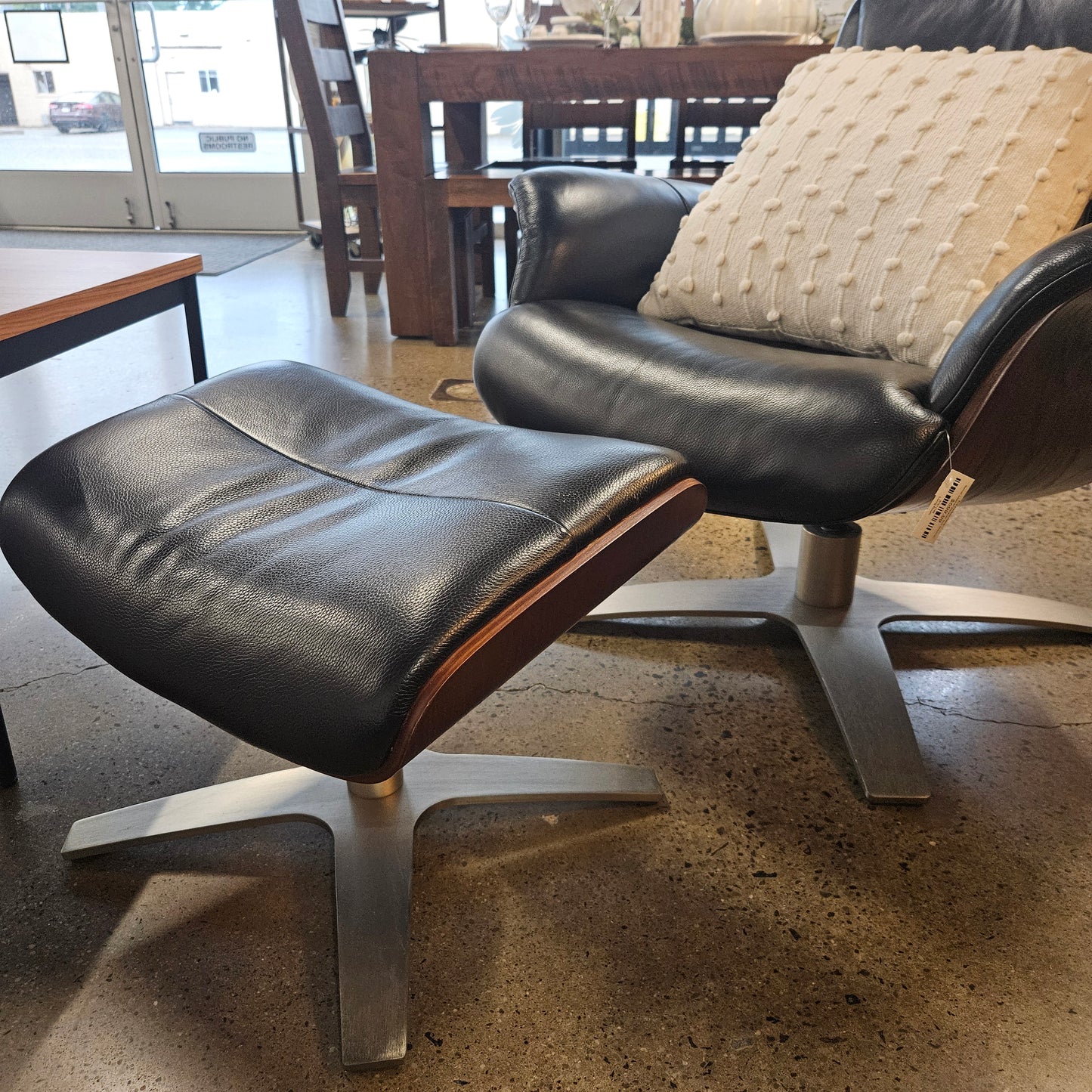 Swivel Leather Recliner and Ottoman
