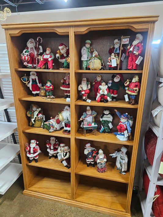 Oak double wide shelving unit with adjustable shelves