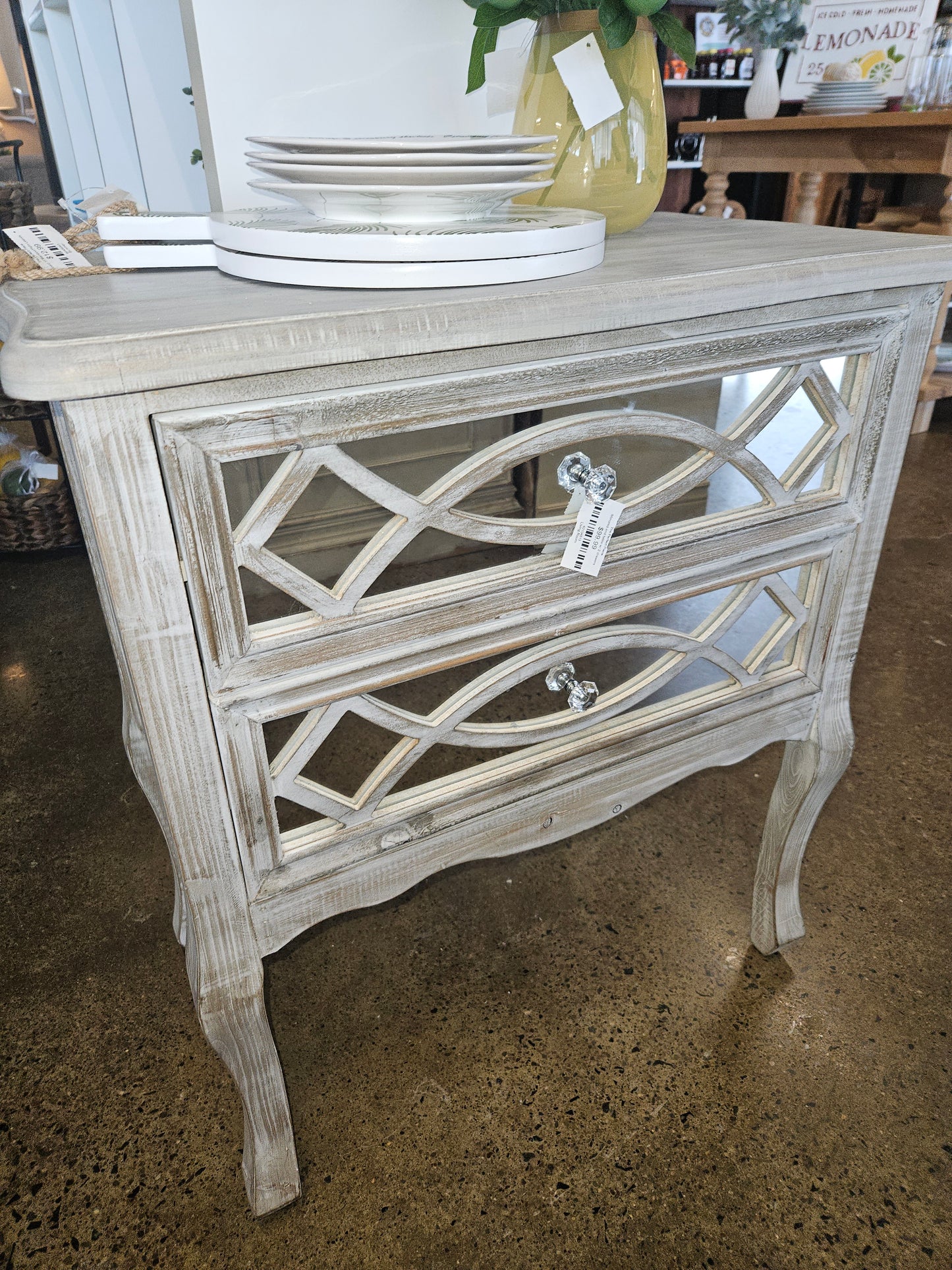 Mirrored end table w/ 2 drawers