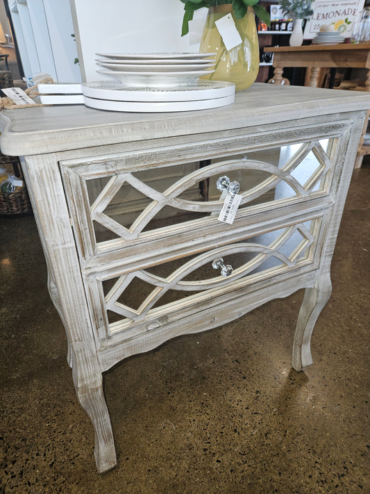 Mirrored end table w/ 2 drawers