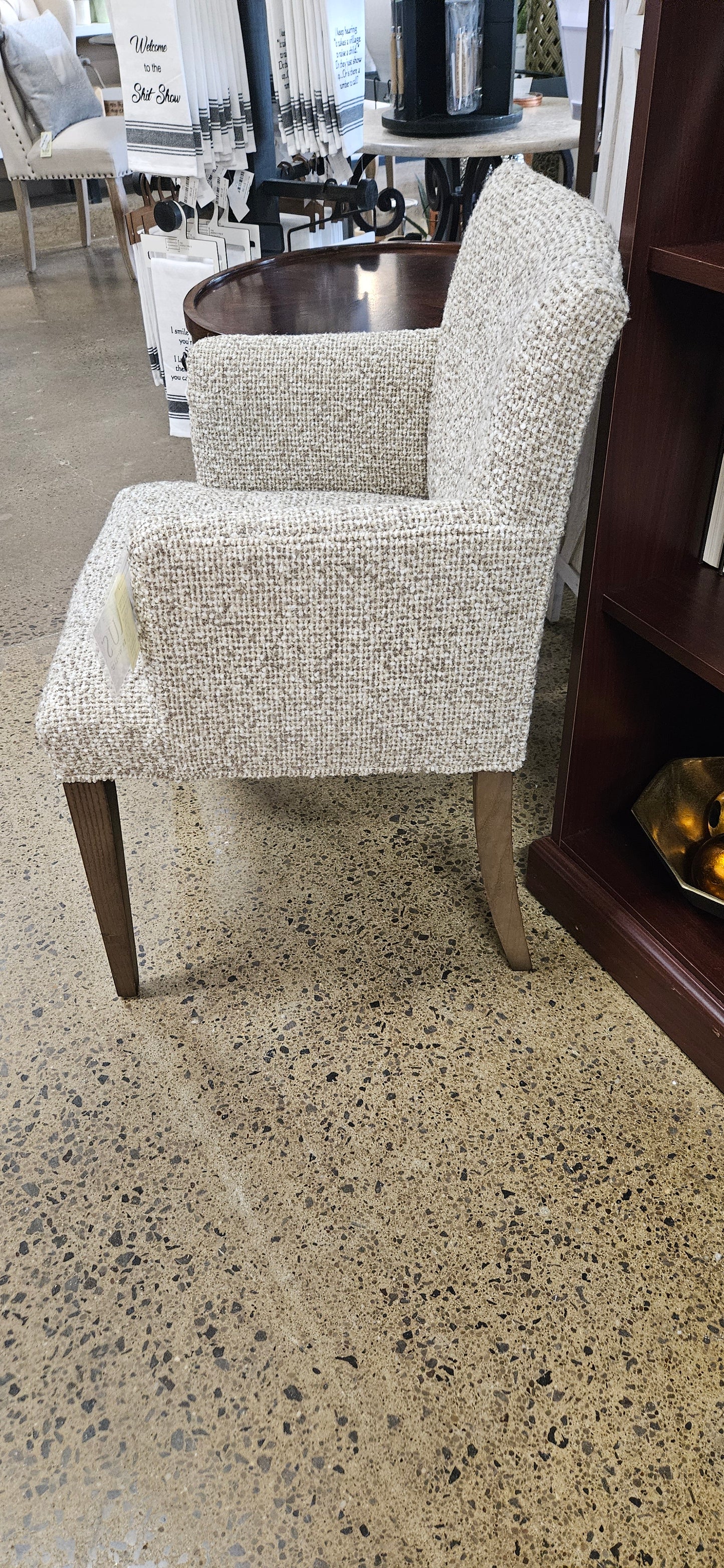 Arhaus cream and brown side chair