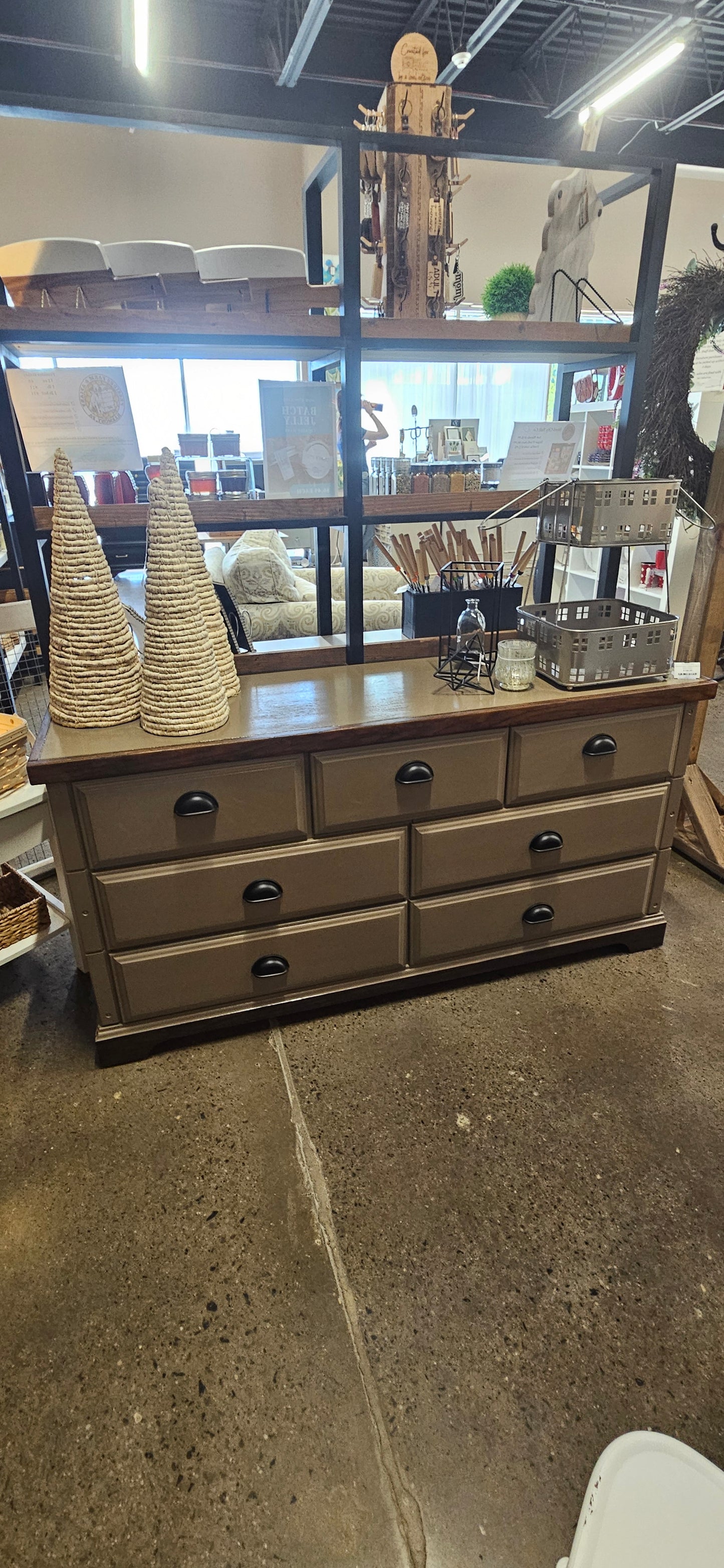 Refinished dresser in Leatherwood Wise Owl Paint