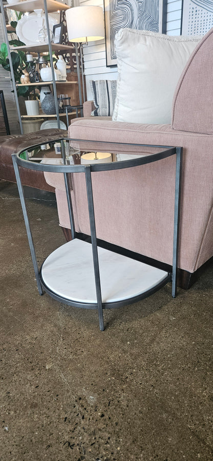 Glass top/marble base side table (Model Home)