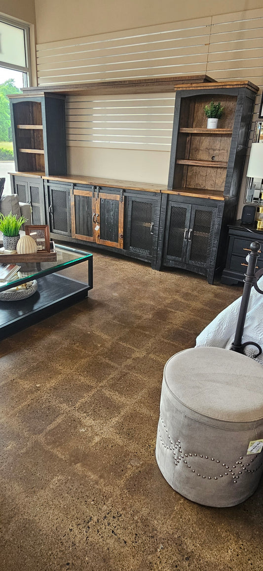 Modular Dark Wood Entertainment Center