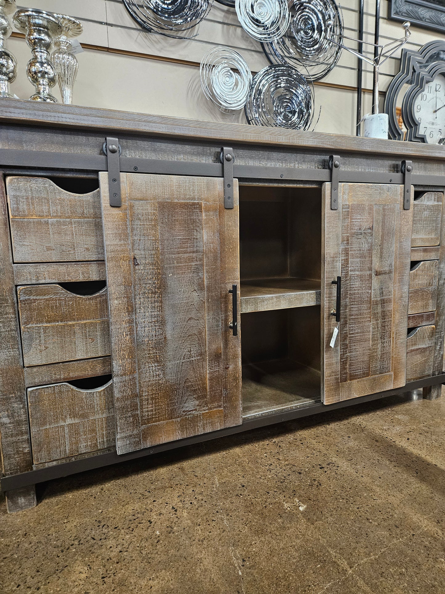 Rustic Buffet with Barn Doors
