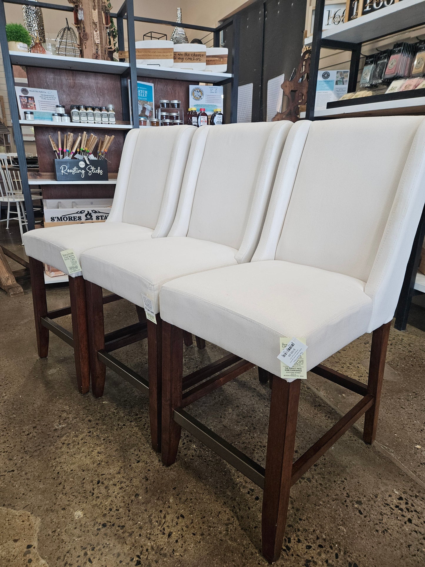 Cream kitchen stools (set of 3)