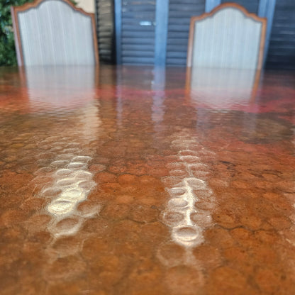 6' Round Copper Table with 6 chairs