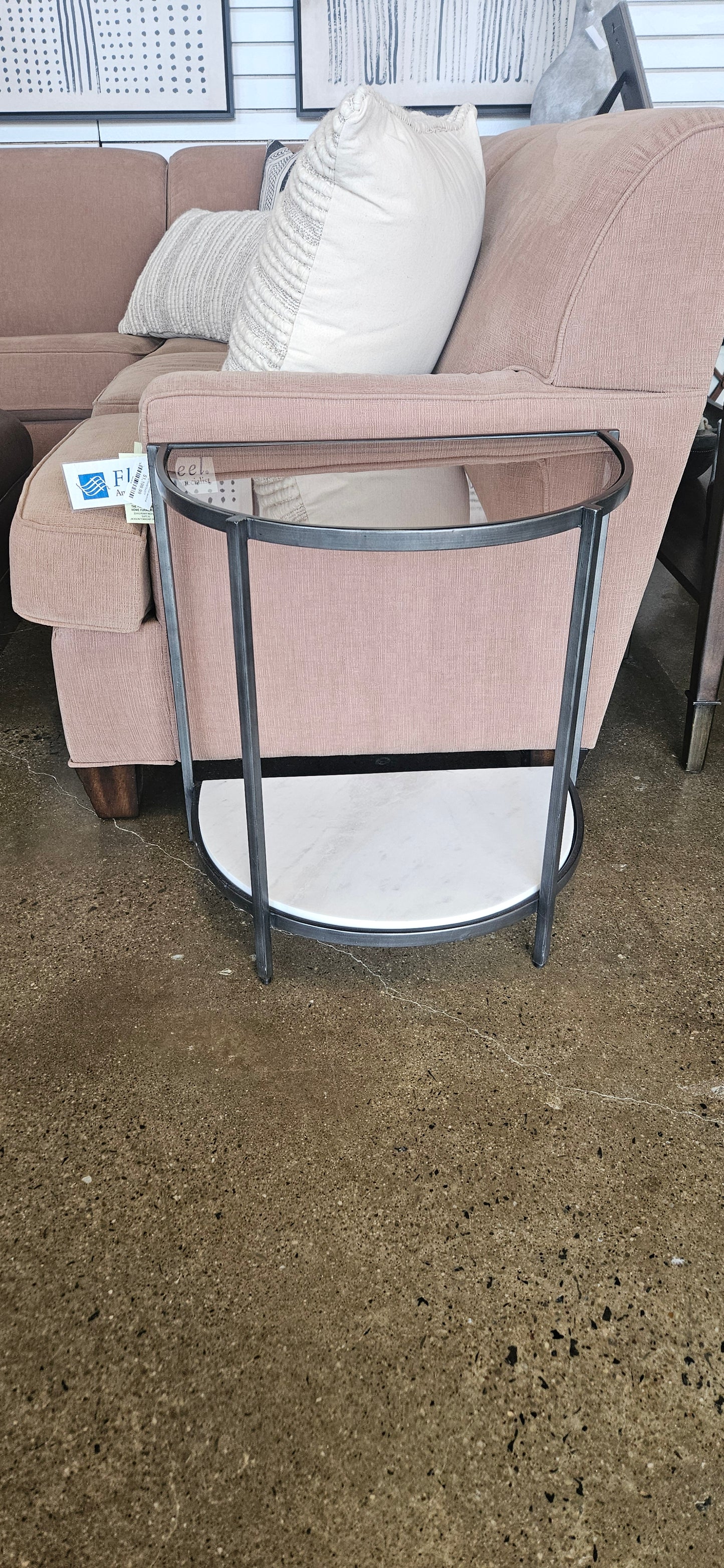 Glass top/marble base side table (Model Home)
