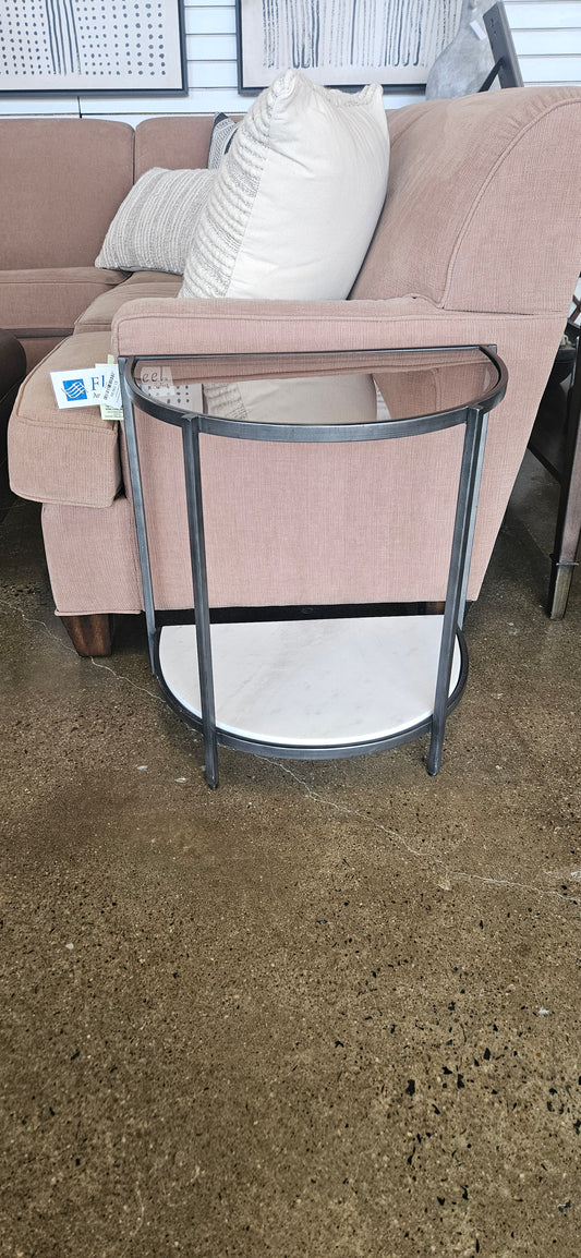 Glass top/marble base side table (Model Home)