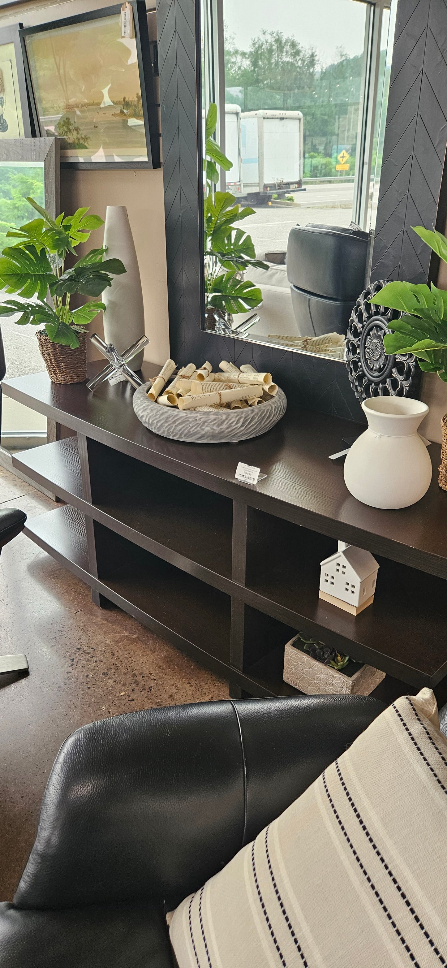 Low wooden entertainment center