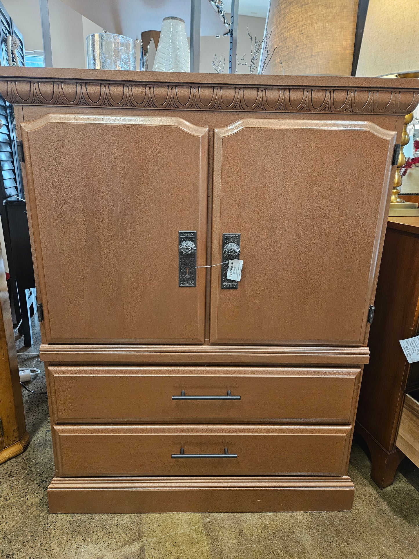 Painted cabinet with lower drawers