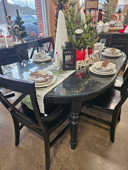 Black dining set w/6 chairs and glass top