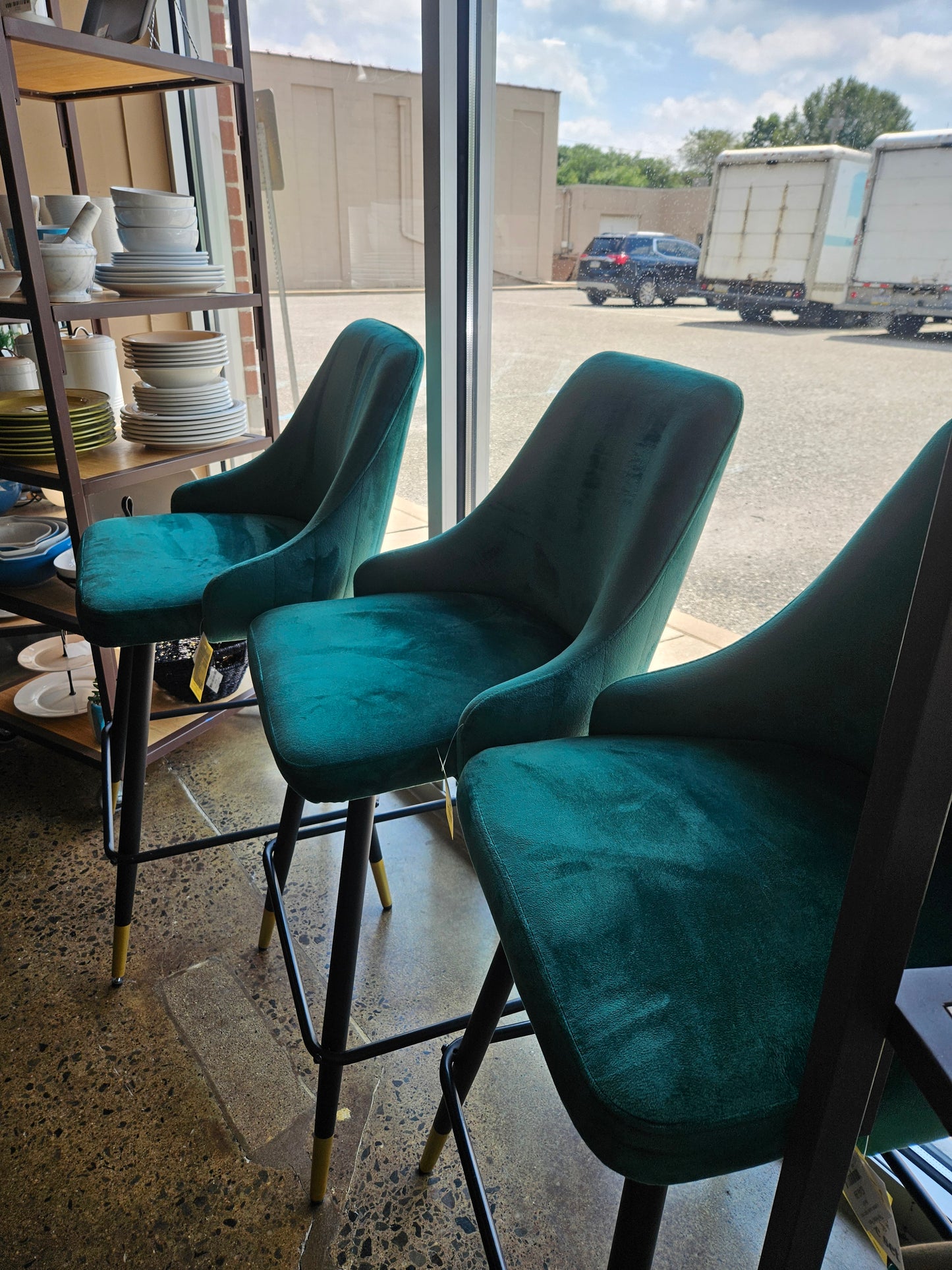 4 emerald counter height stools