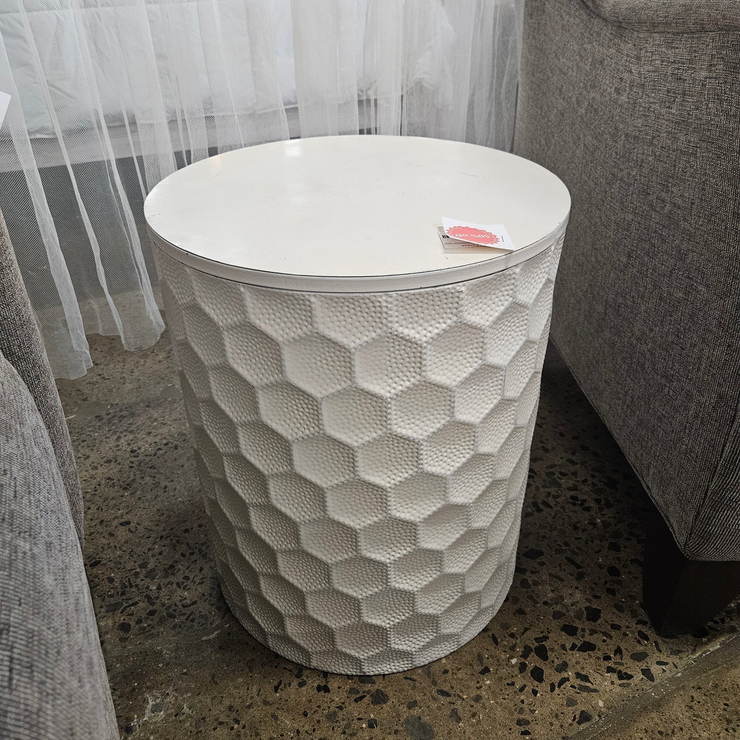 Cream Metal Accent Indoor/Outdoor Table