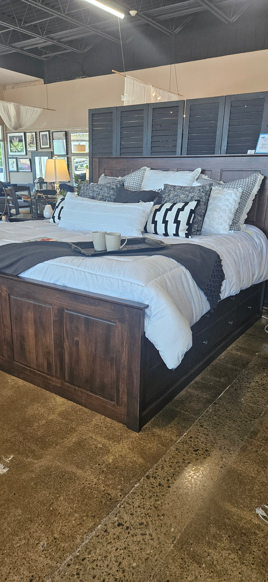 Dark Wood Shaker King Chest Bed