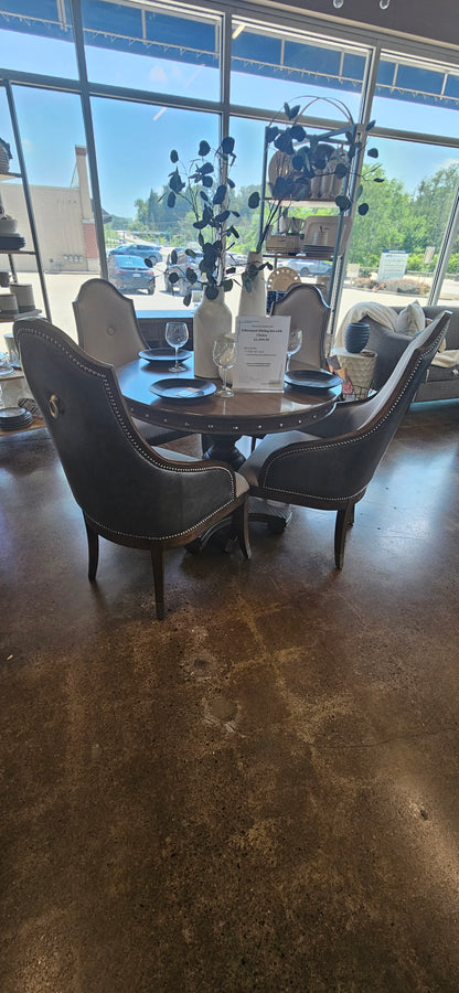 Round Dining Set w/ 4 Upholstered Chairs