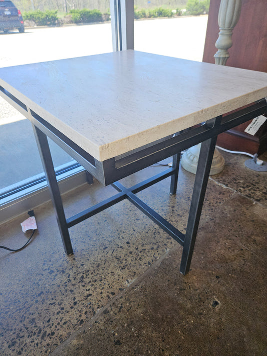Travertine Top End Table