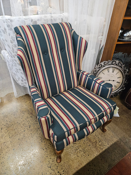 Striped Wingback Chair