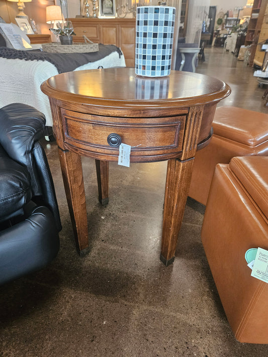 Round Accent Table with Drawer