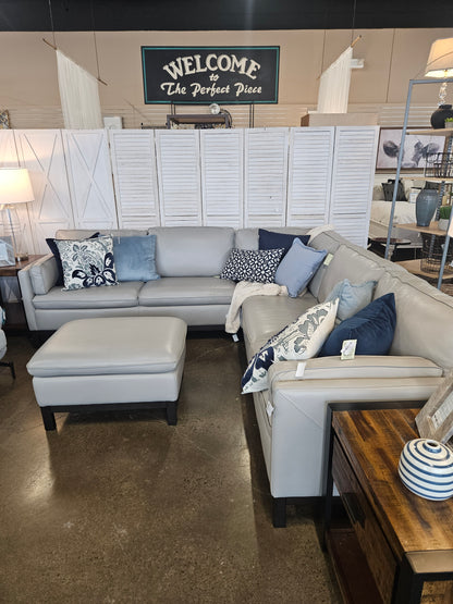 Violino Gray 4 piece leather sectional