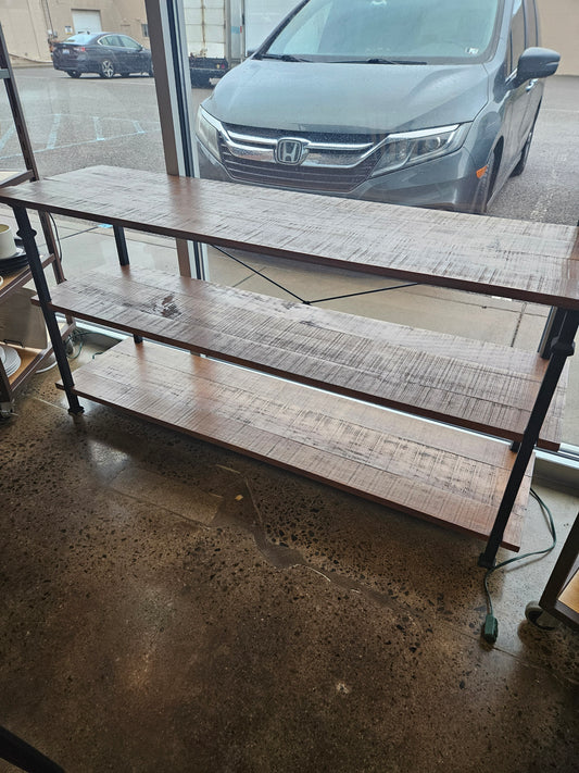 Sofa Table Wood and Black Metal