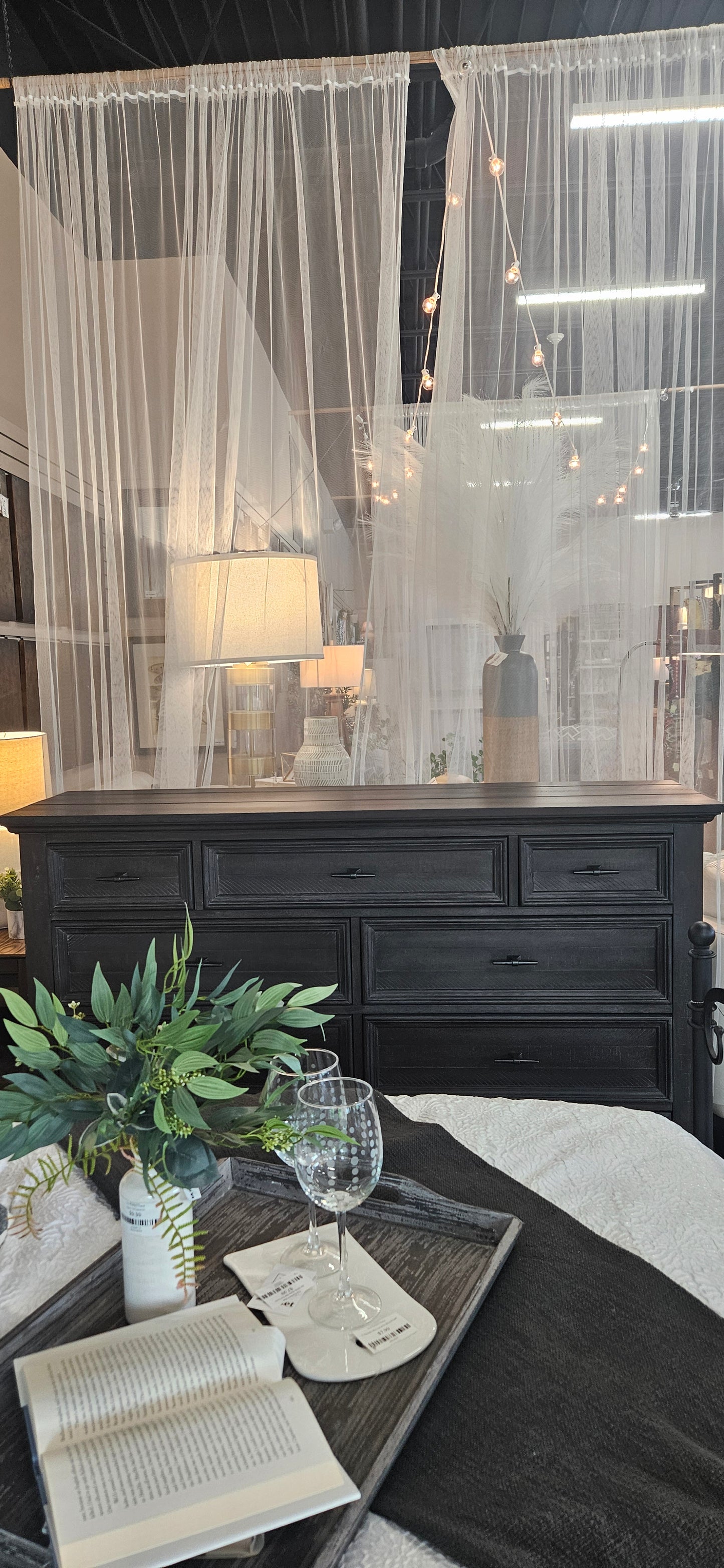 Charcoal plank top dresser (Model Home)