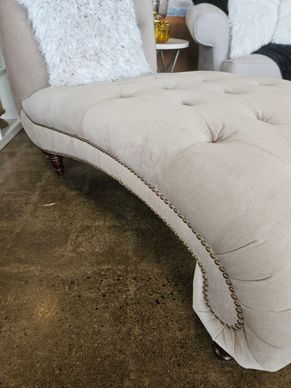 Taupe Tufted Chaise Lounger