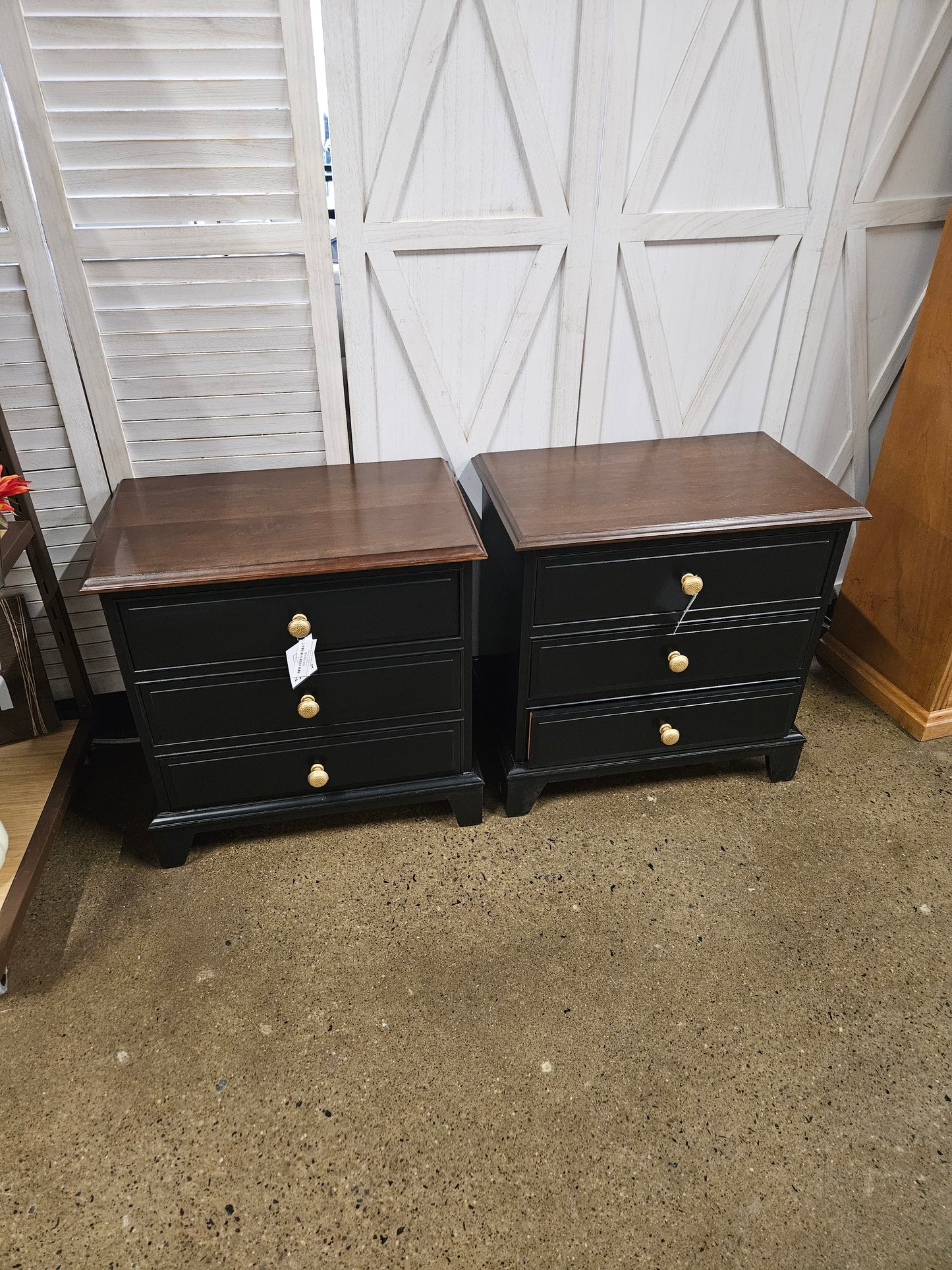 Refinished Black End Tables (2 pc) by Local Artist