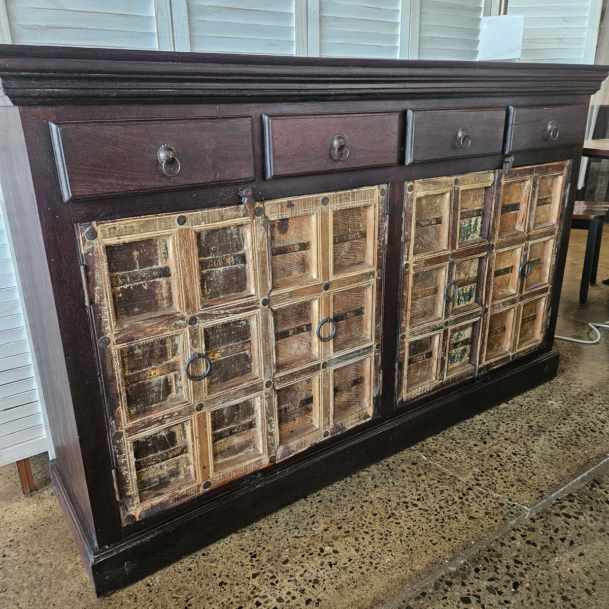 Dark wood rustic sideboard