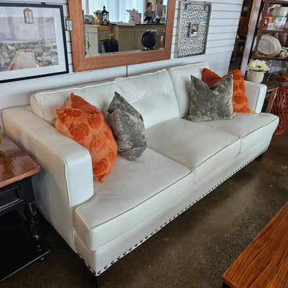 Arhaus white leather sofa
