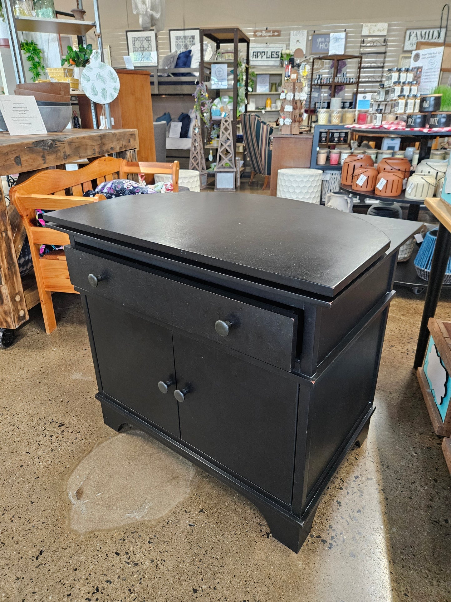 Black TV/Media Stand with swivel top