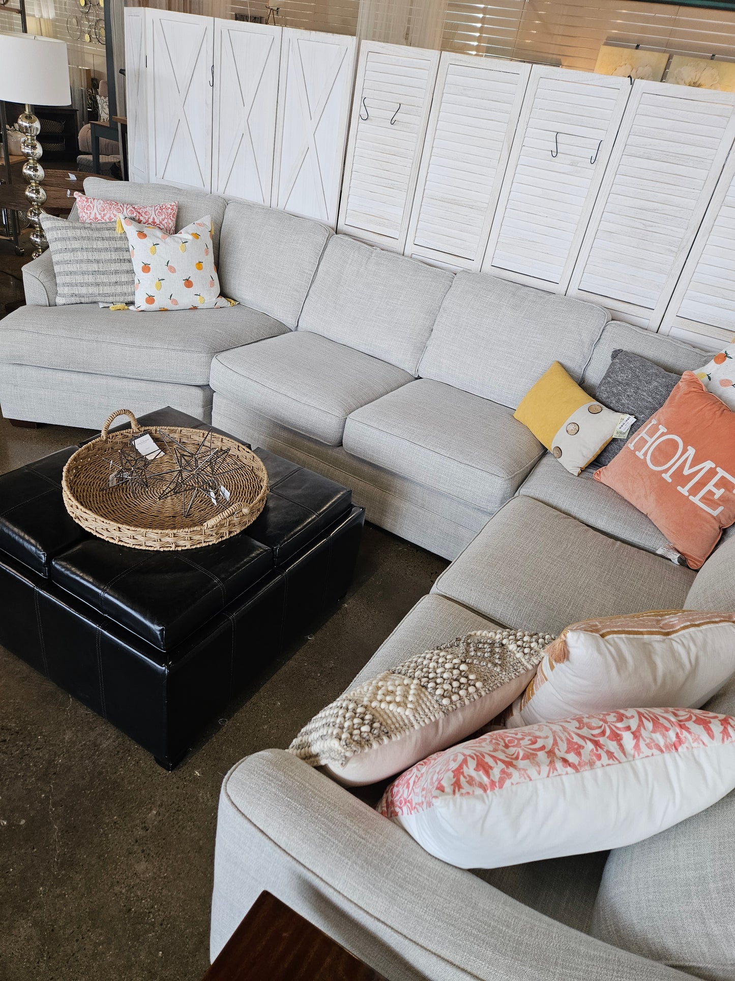 Grey tweed sectional