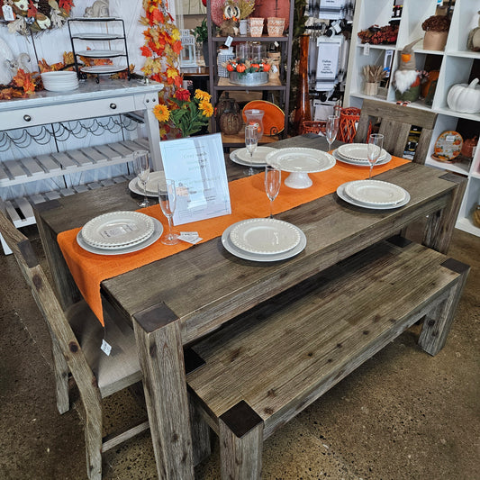 Gray wash wooden dining set