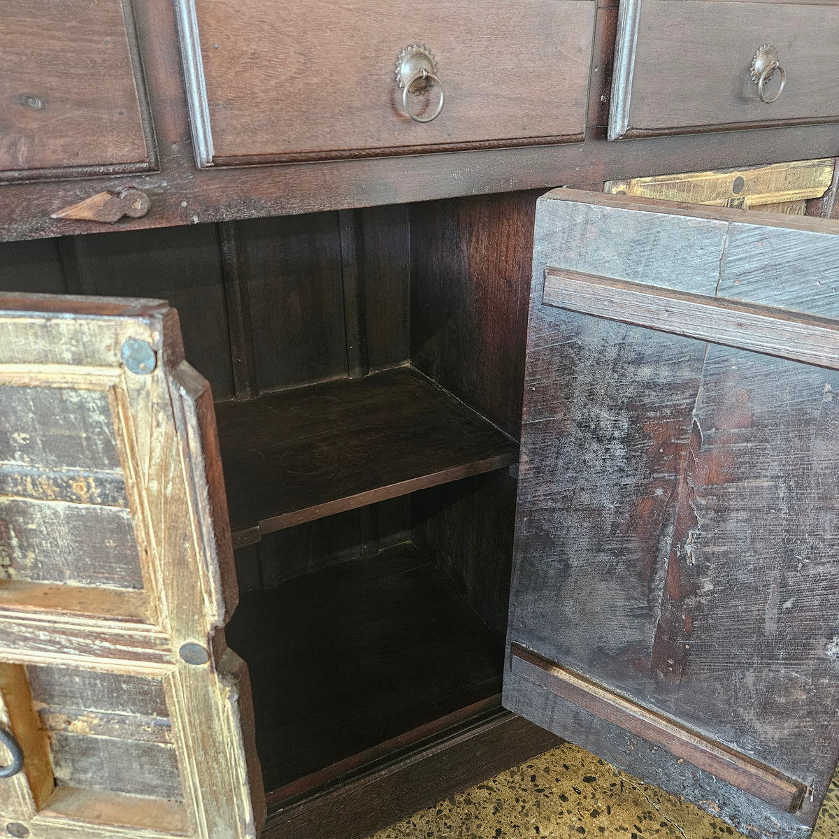 Dark wood rustic sideboard