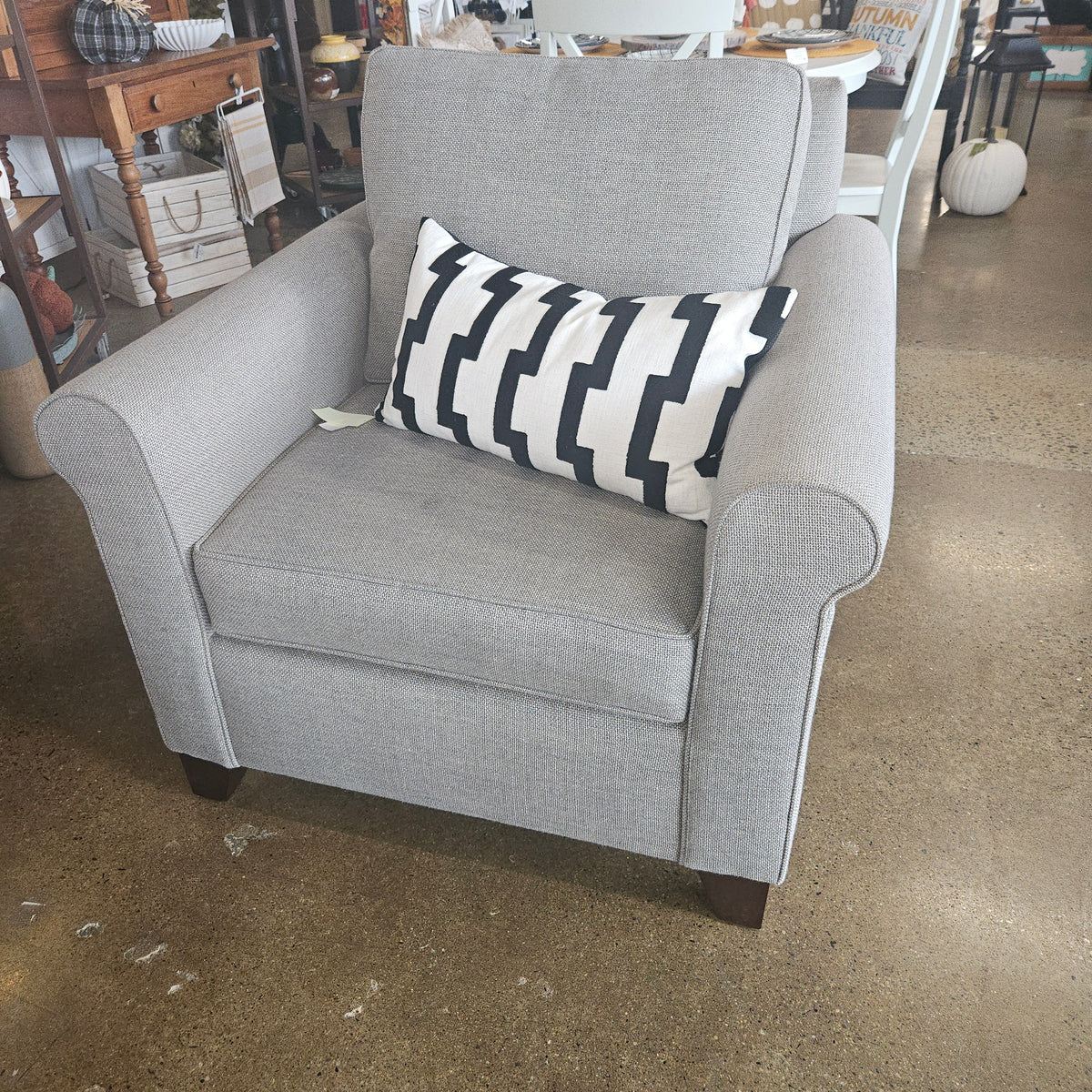 Pottery Barn Gray Cameron Roll Arm Chair