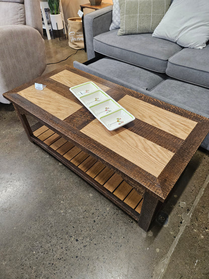 Two tone wood coffee table by local artist