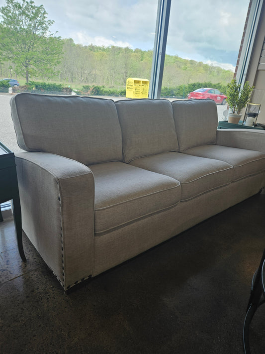 Cream Sofa with Nailhead Trim