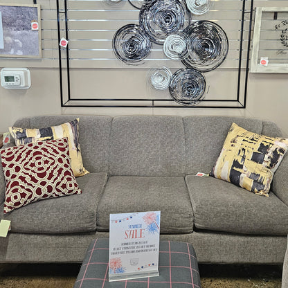 Gray upholstered sofa