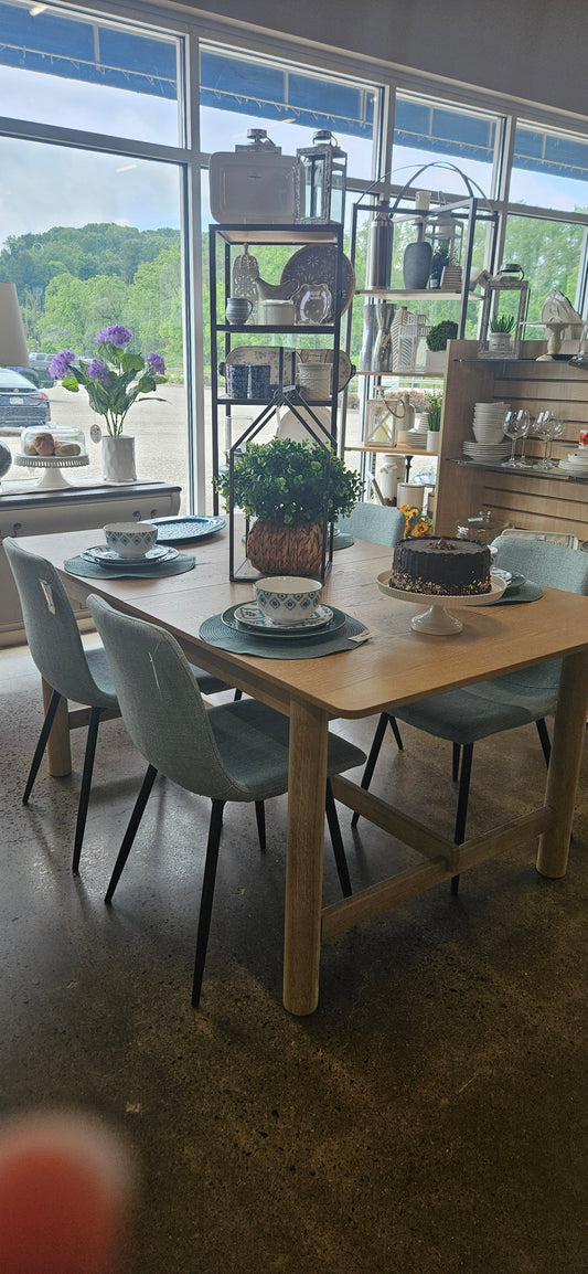Rustic light wood dining table