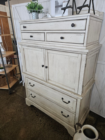 Tall White Washed Door Chest