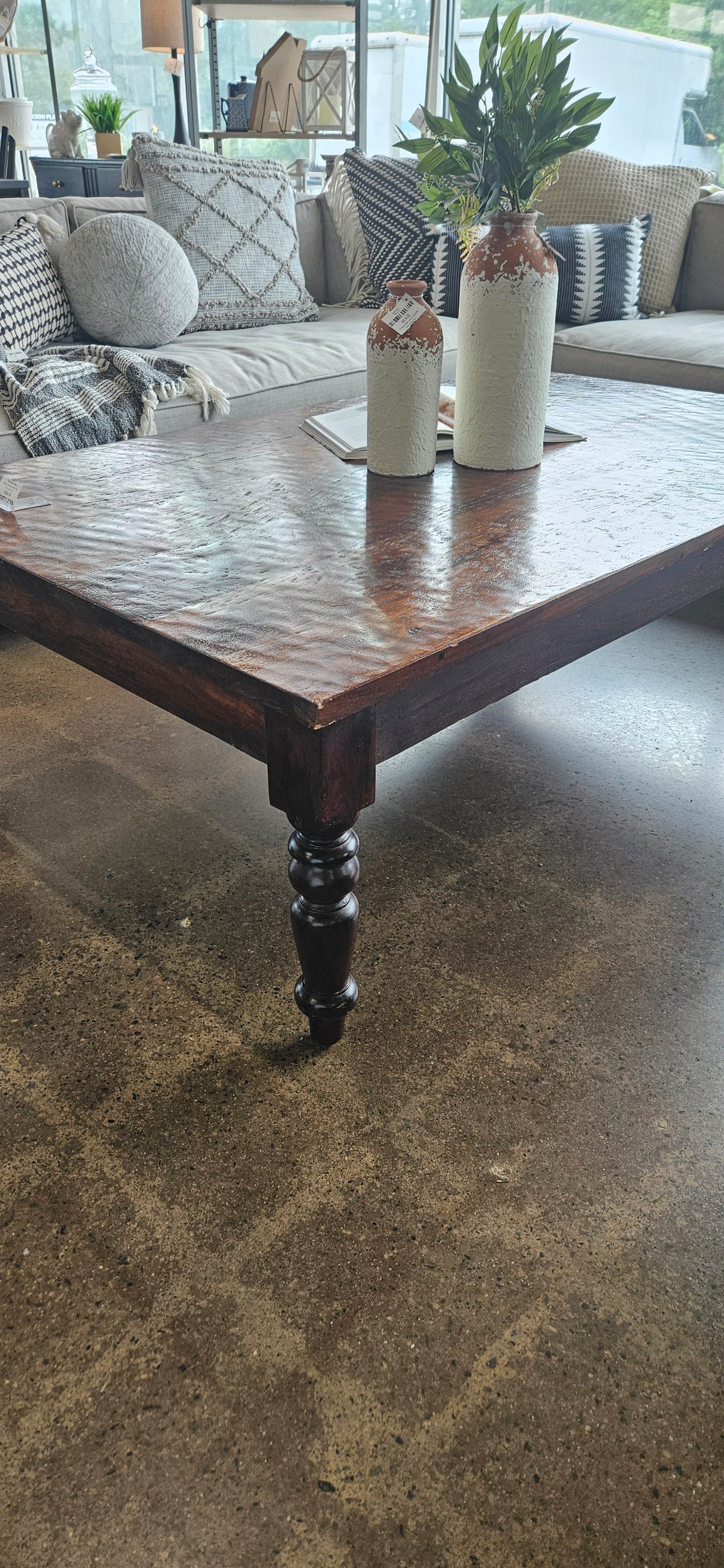 Hammered Top Wood Coffee Table