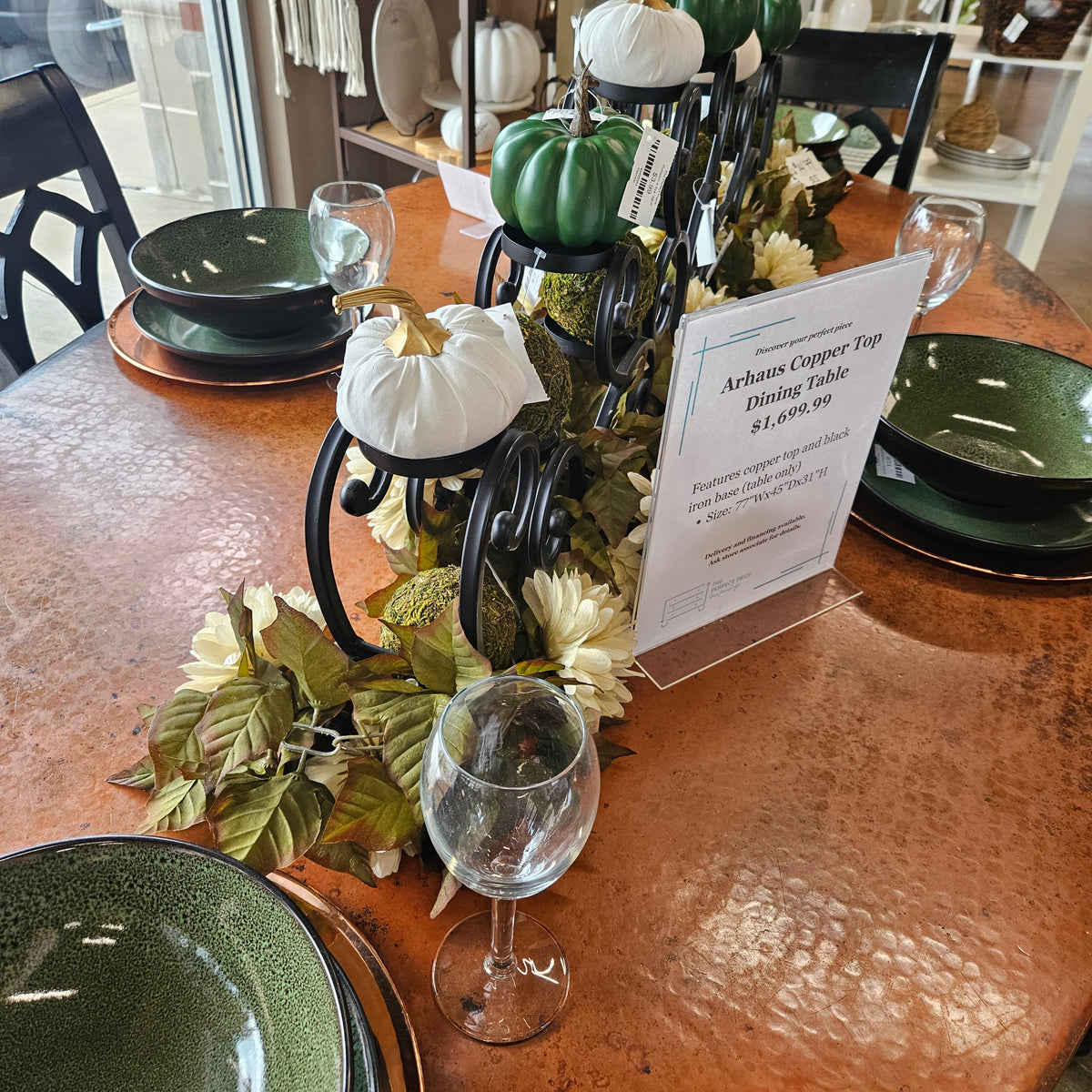 Arhaus Copper Table w/Black Iron Base