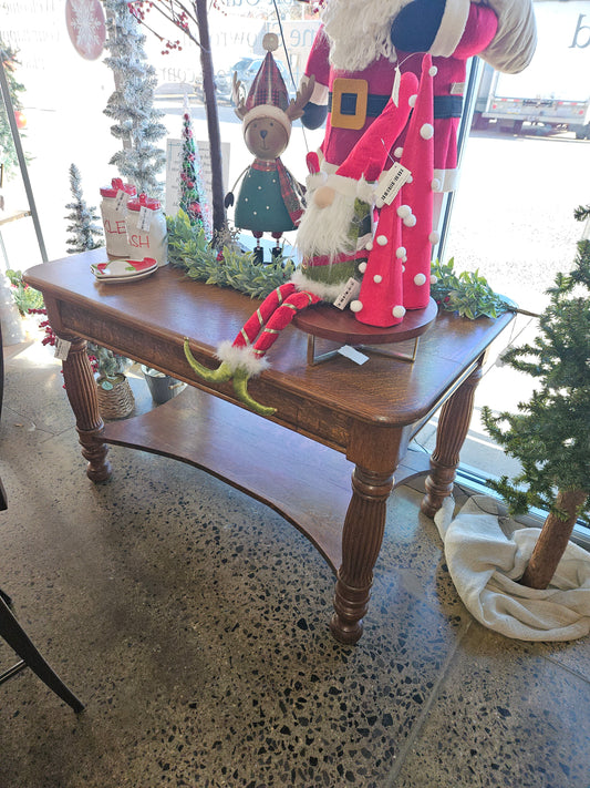 Wooden table with drawer and bottom shelf