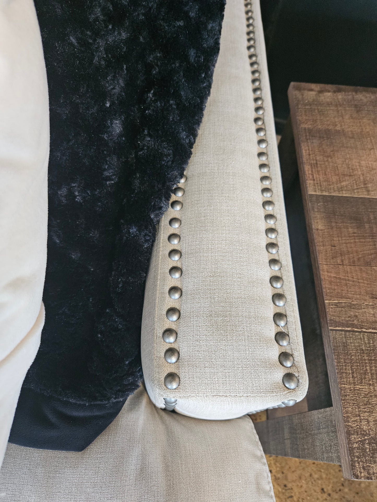 White Universal Sofa with Nailhead Trim