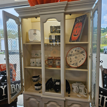 White Hutch with Glass Shelves