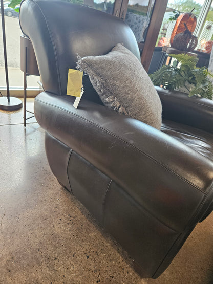 Brown Leather Chair with Ottoman