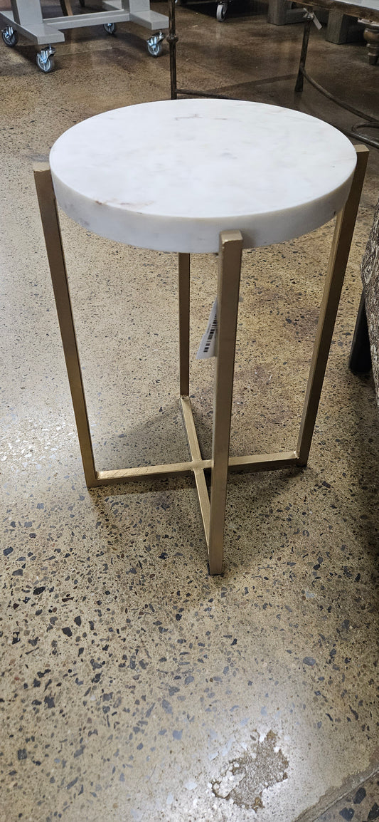 Marble top accent table with gold legs