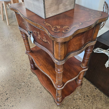 Side table with shelf and drawer