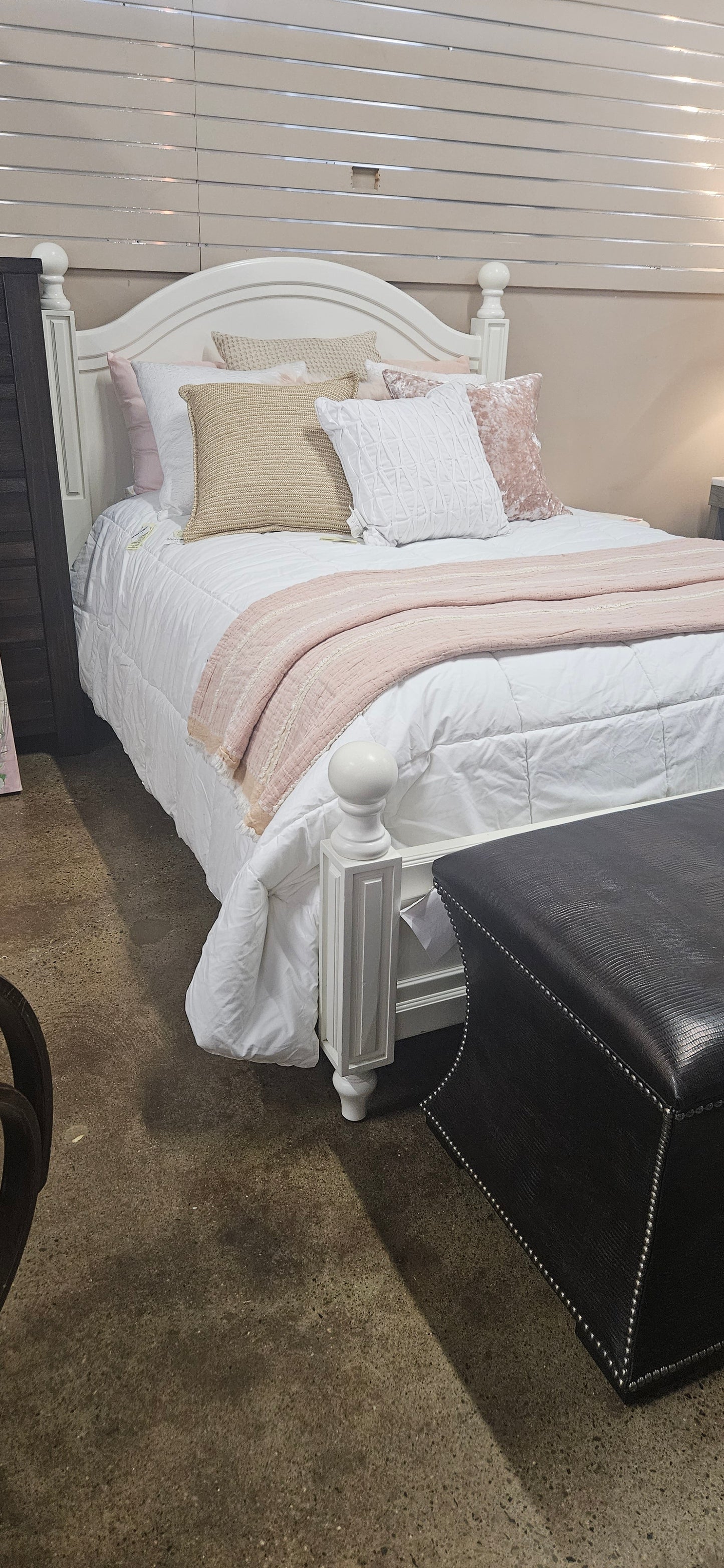 Pottery Barn full cream bed frame