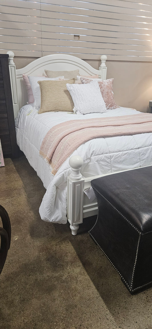 Pottery Barn full cream bed frame